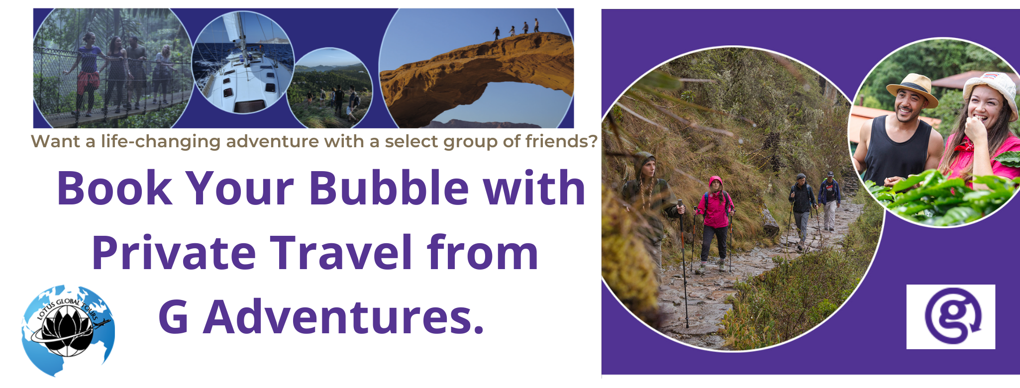 Book your bubble with a group of friends or family. Private travel customized for your bubble. 